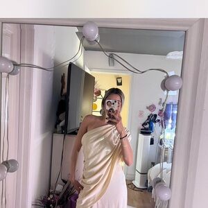 Elegant Cream One-Shoulder Dress